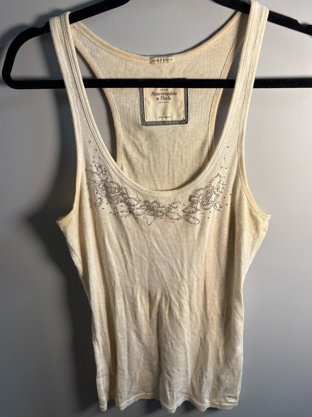 Vintage Abercrombie & Fitch Tank Top with Floral Silver Bead Detail